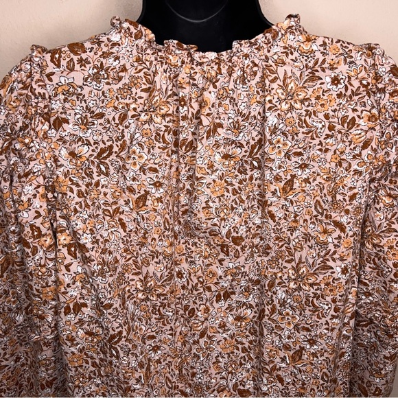 XS Universal Thread Boho Ruffle Long Sleeve Peasant Blouse Top Brick Red Orange - Picture 11 of 13